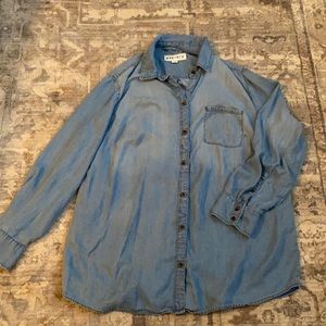 Denim like long sleeve button down shirt